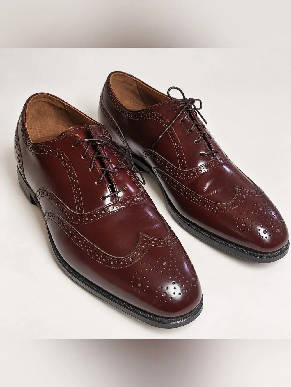 Rare Bostonian FootSavers Longwing Wingtip Shoes Men 13 B/D Oxblood Leather